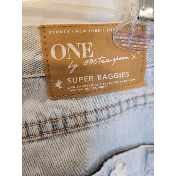 One Teaspoon Super Baggies Low Waist Tapered Leg Light Wash Distressed Size 26 - Picture 4 of 6